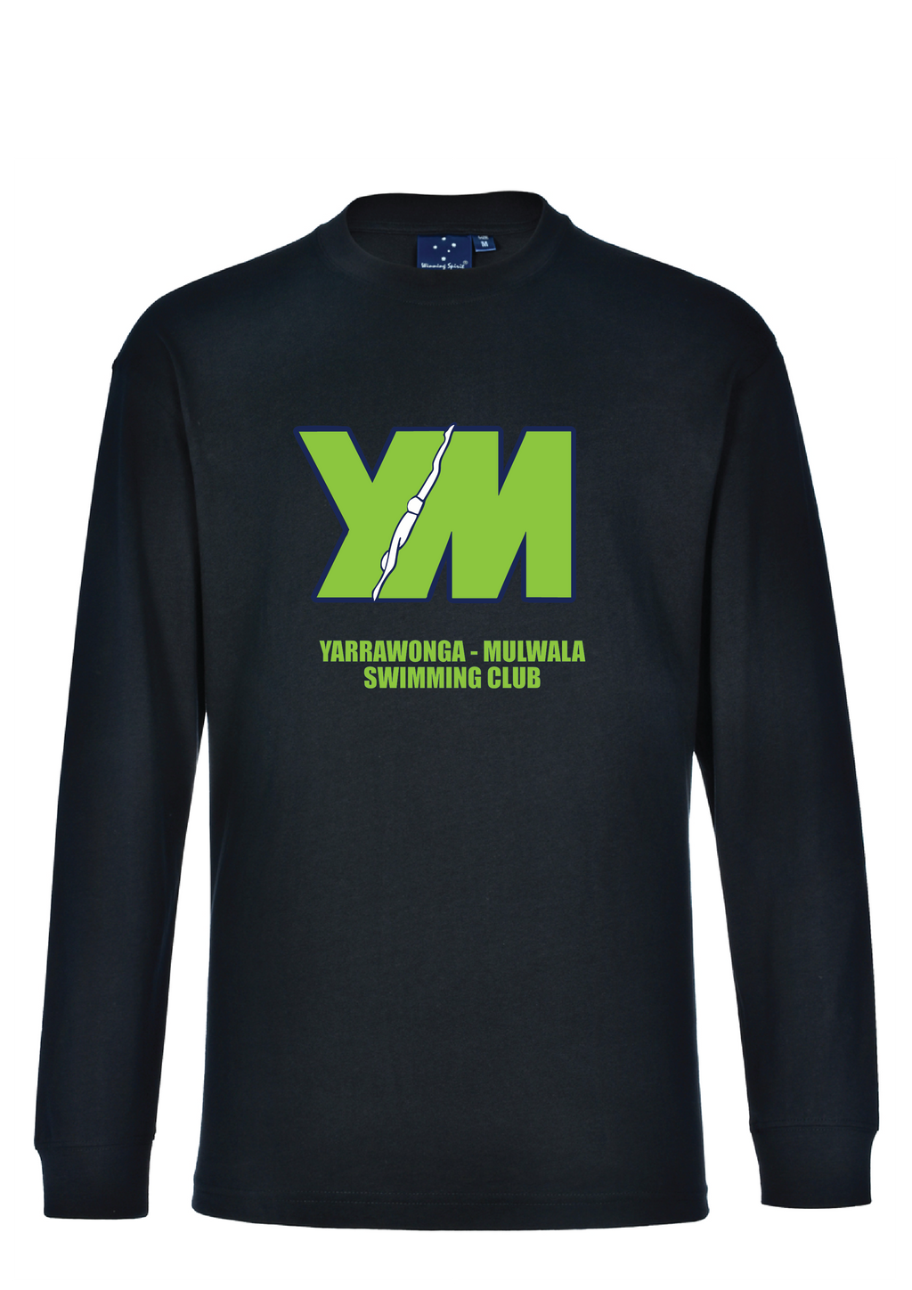 YARRAWONGA - MULWALA SWIM CLUB LONG SLEEVE TEE  - UNISEX NAVY