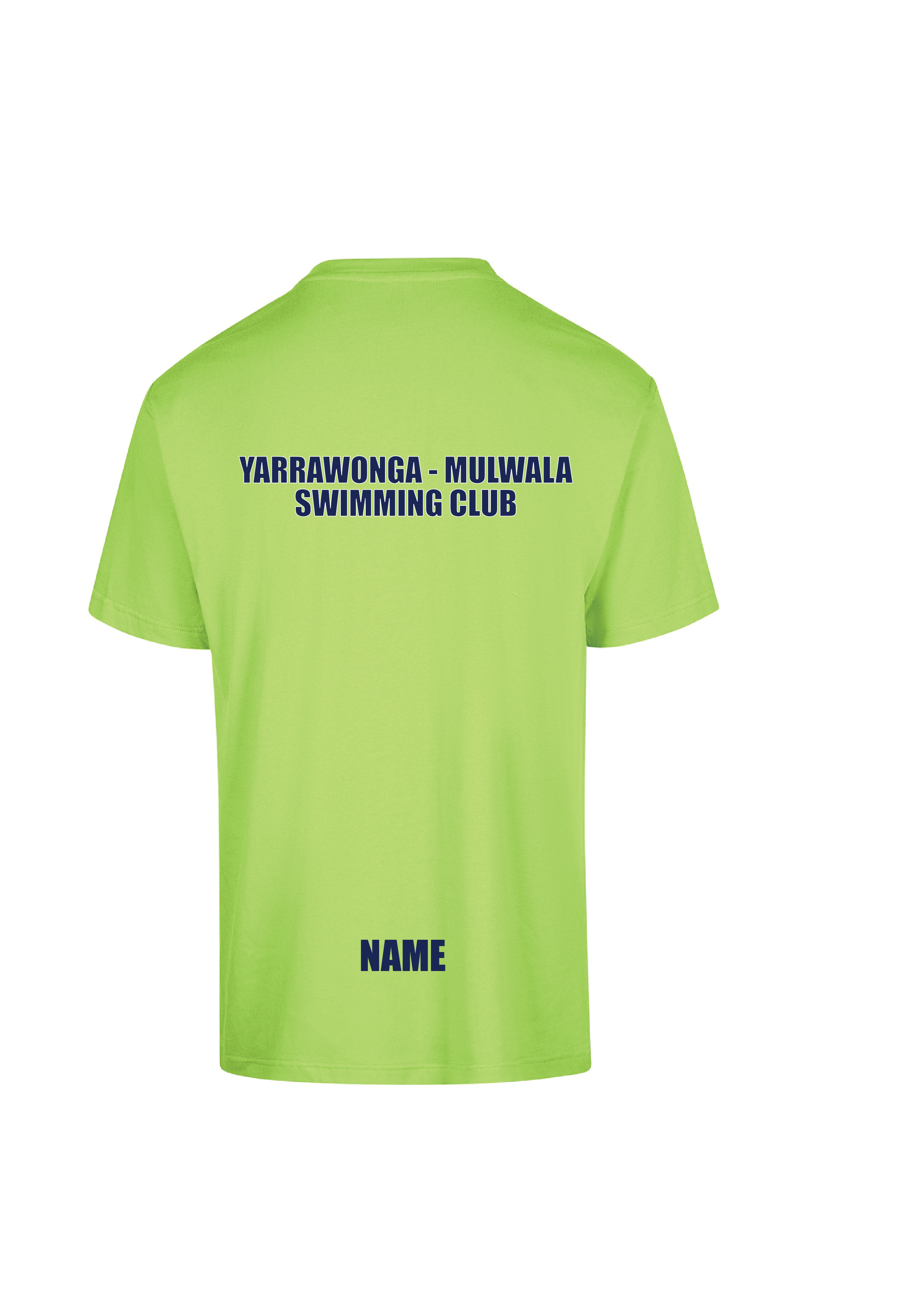 YARRAWONGA - MULWALA SWIM CLUB  SHORT SLEEVE CLUB TEE - LIME UNISEX
