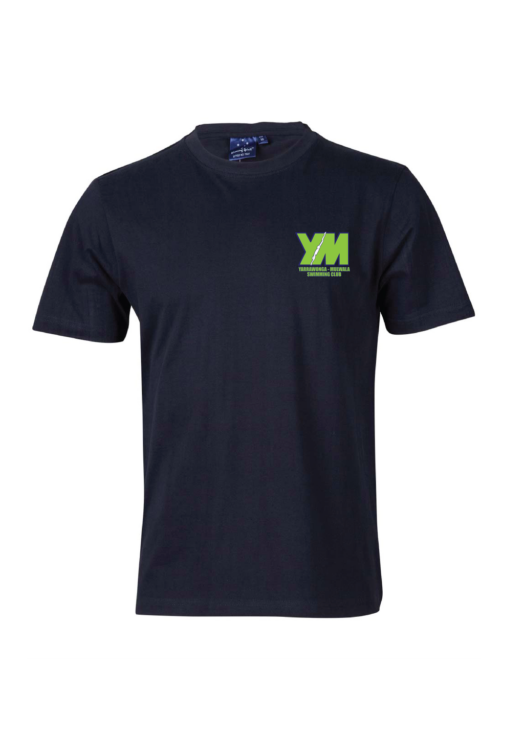 YARRAWONGA - MULWALA SWIM CLUB  SHORT SLEEVE TEE SML CHEST PRINT - NAVY UNISEX