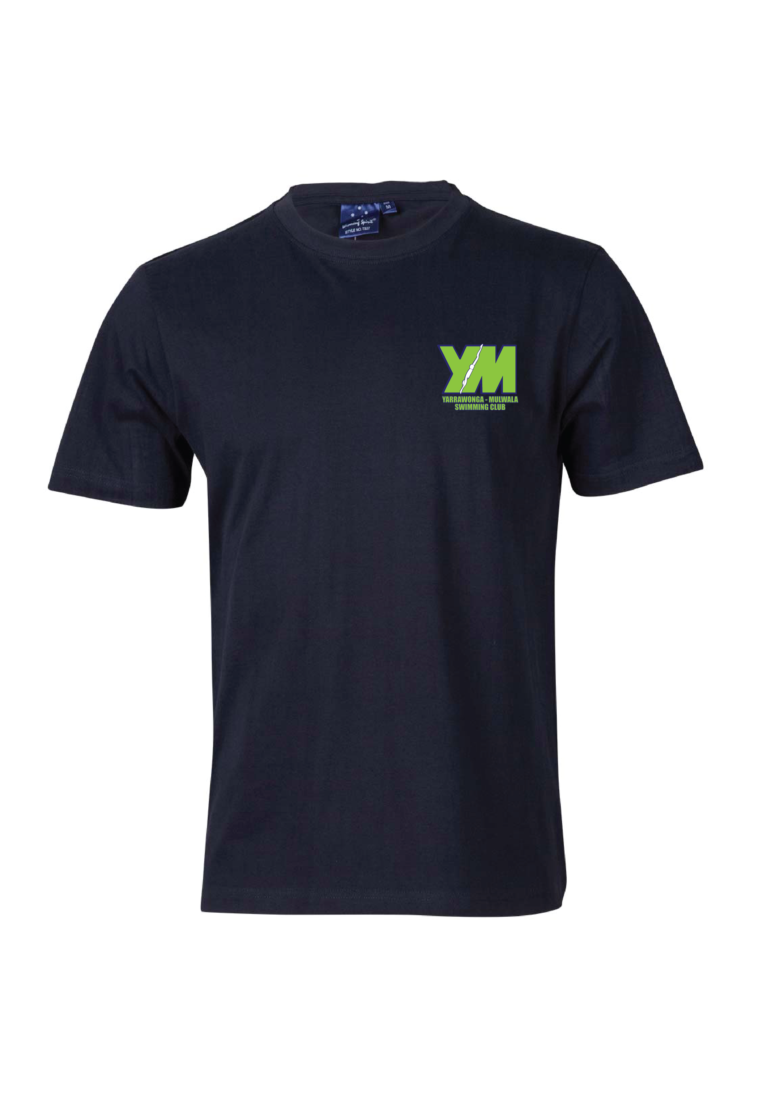 YARRAWONGA - MULWALA SWIM CLUB  SHORT SLEEVE TEE SML CHEST PRINT - NAVY UNISEX