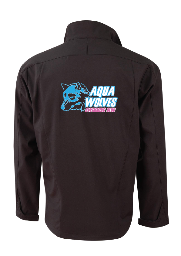AQUA WOLVES SWIM CLUB SOFT SHELL JACKET - BLK/AQUA - UNISEX SIZING