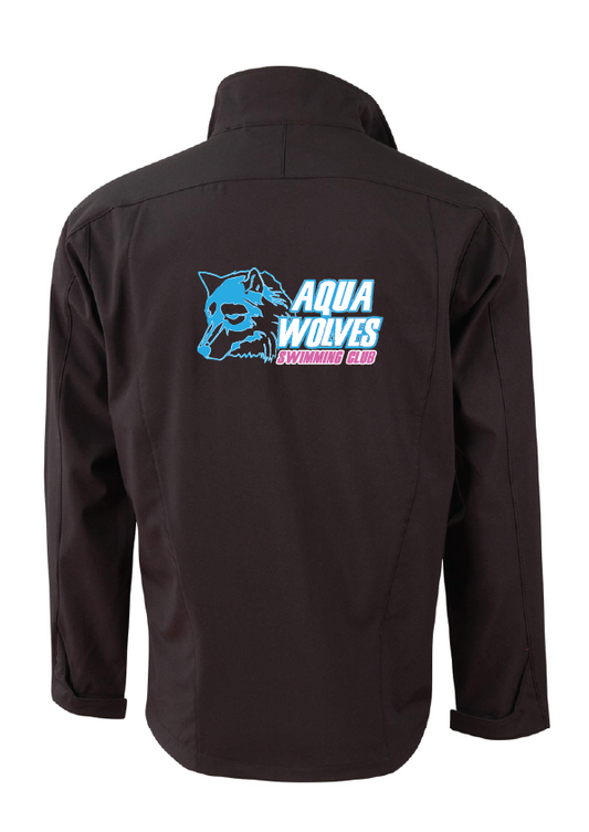 AQUA WOLVES SWIM CLUB SOFT SHELL JACKET - BLK/AQUA - UNISEX SIZING