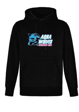 AQUA WOLVES SWIM CLUB HOODIE -  BLACK