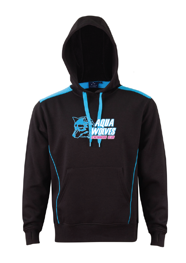 AQUA WOLVES SWIM CLUB HOODIE -  BLACK