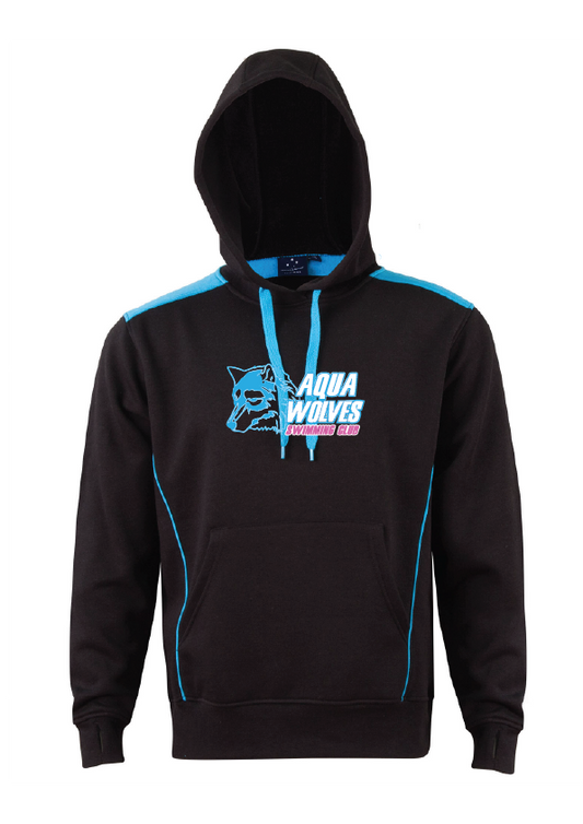 AQUA WOLVES SWIM CLUB HOODIE -  BLACK