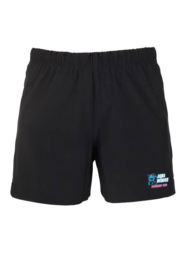 AQUA WOLVES SWIM CLUB  4 X STRETCH  SHORTS - Kids & Unisex- Black