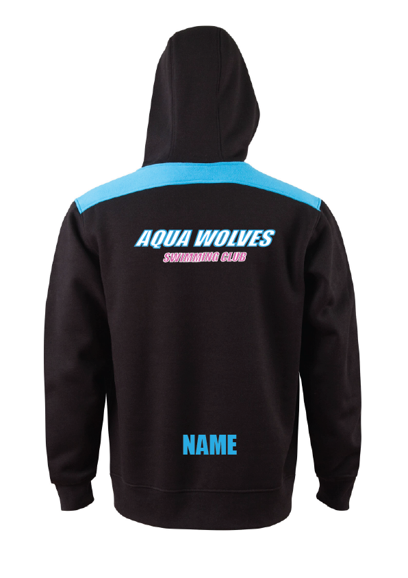 AQUA WOLVES SWIM CLUB HOODIE -  BLACK