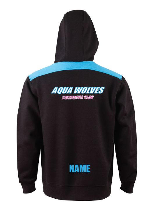 AQUA WOLVES SWIM CLUB HOODIE -  BLACK