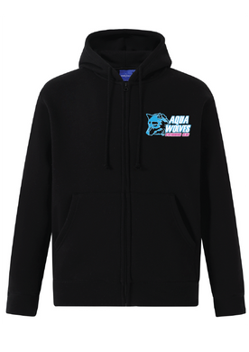 AQUA WOLVES SWIM CLUB - ZIP THRU HOODIE BLACK