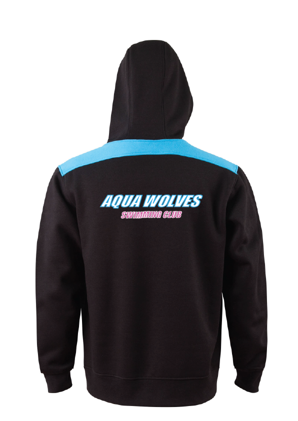 AQUA WOLVES SWIM CLUB HOODIE -  BLACK