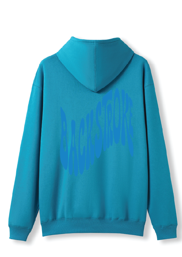 PUFF PRINT SWIMMING STROKE HOODIE - AZURE BLUE/BLUE