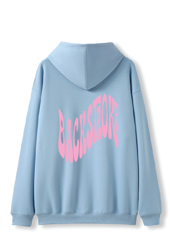PUFF PRINT SWIMMING STROKE HOODIE - BLUE/PINK