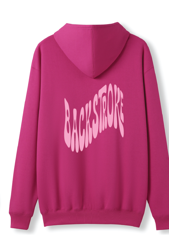 PUFF PRINT SWIMMING STROKE HOODIE - HOT PINK/PINK
