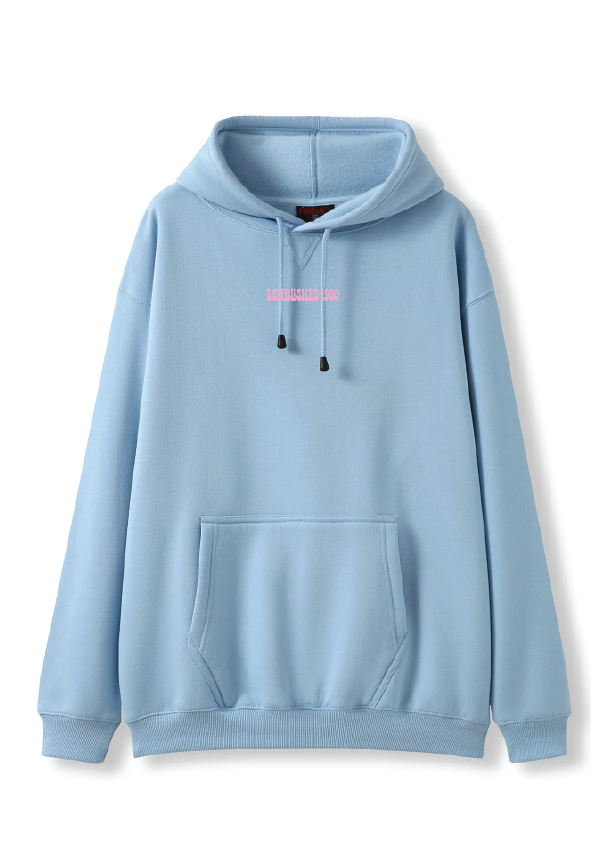 PUFF PRINT SWIMMING STROKE HOODIE - BLUE/PINK