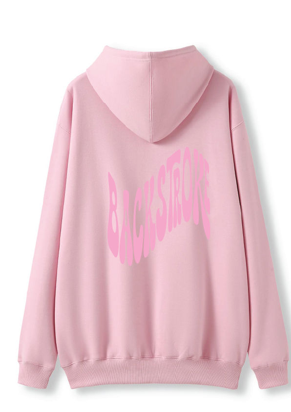 PUFF PRINT SWIMMING STROKE HOODIE - PINK/PINK