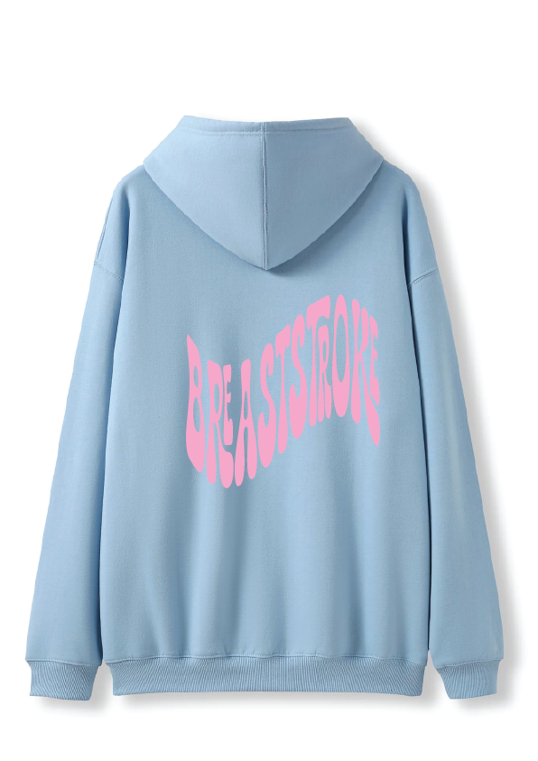 PUFF PRINT SWIMMING STROKE HOODIE - BLUE/PINK