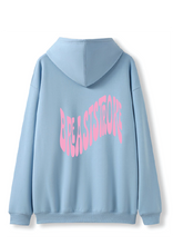 PUFF PRINT SWIMMING STROKE HOODIE - BLUE/PINK