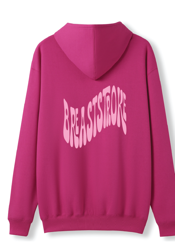 PUFF PRINT SWIMMING STROKE HOODIE - HOT PINK/PINK