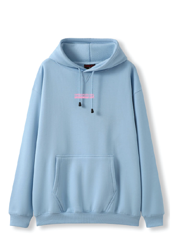 PUFF PRINT SWIMMING STROKE HOODIE - BLUE/PINK