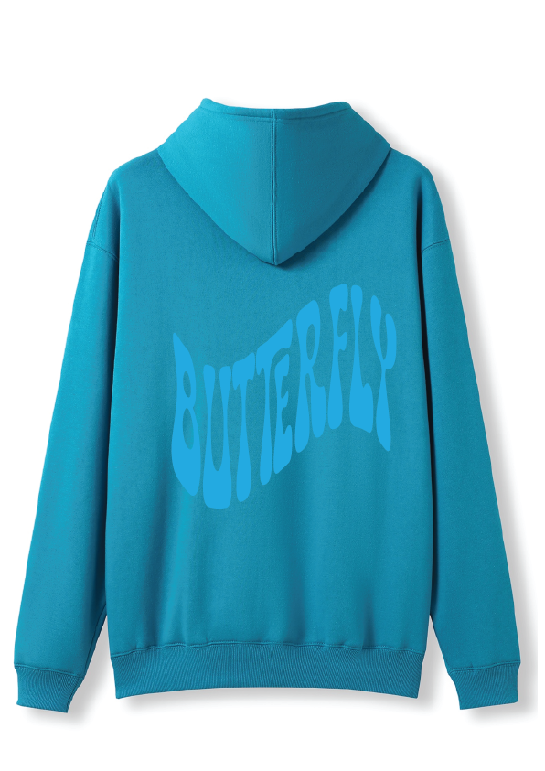 PUFF PRINT SWIMMING STROKE HOODIE - AZURE BLUE/BLUE