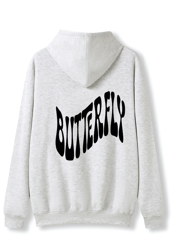 PUFF PRINT SWIMMING STROKE HOODIES - SNOW MARLE/BLACK