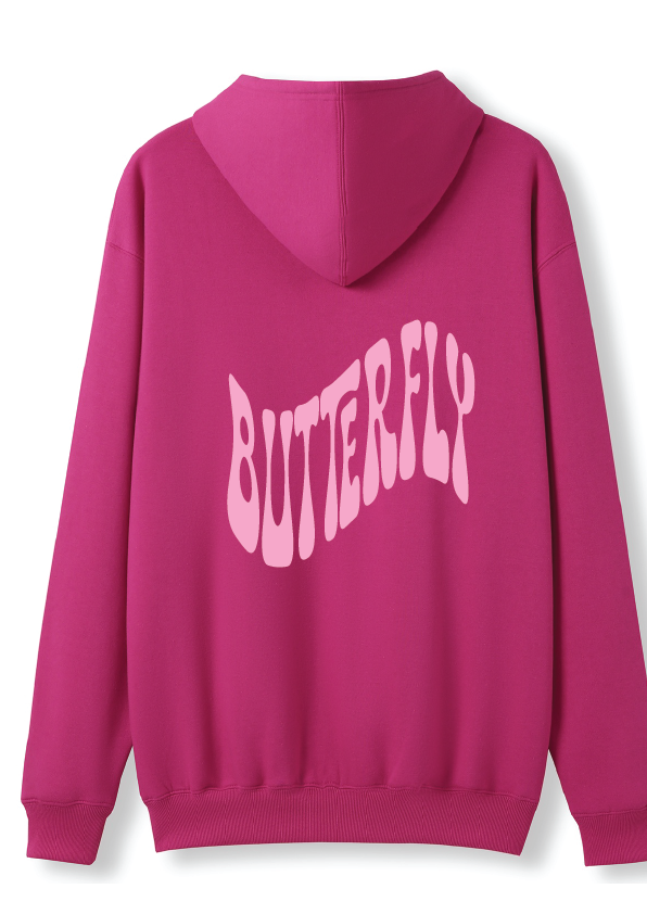 PUFF PRINT SWIMMING STROKE HOODIE - HOT PINK/PINK