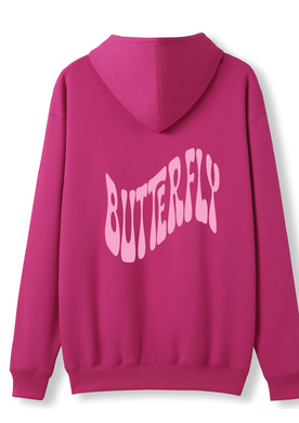 PUFF PRINT SWIMMING STROKE HOODIE - HOT PINK/PINK