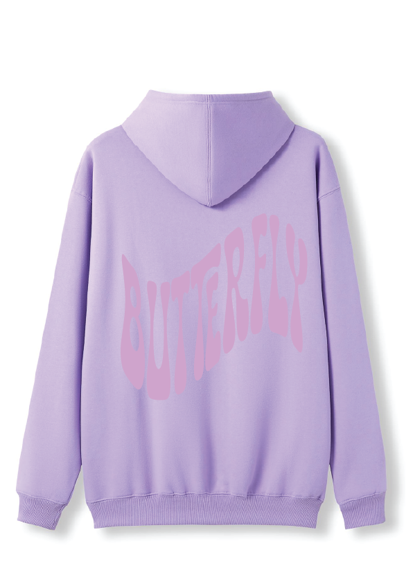 PUFF PRINT SWIMMING STROKE HOODIE - MAUVE/MAUVE