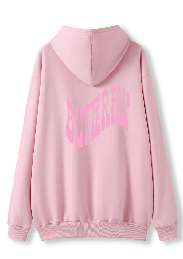 PUFF PRINT SWIMMING STROKE HOODIE - PINK/PINK