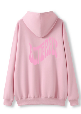 PUFF PRINT SWIMMING STROKE HOODIE - PINK/PINK