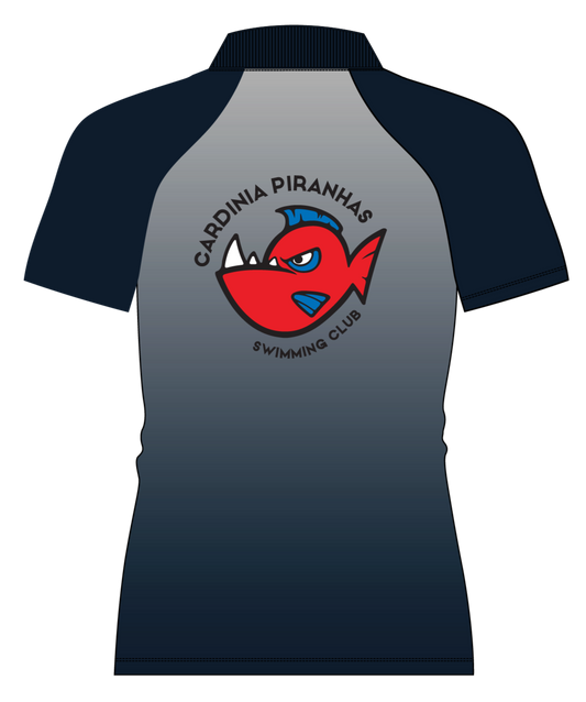 Cardinia Piranhas Swim Club sublimated Polo Top Blue