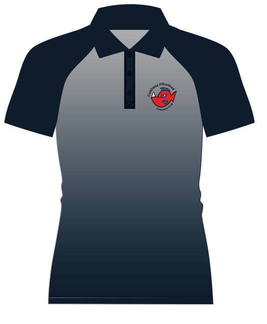Cardinia Piranhas Swim Club sublimated Polo Top Blue