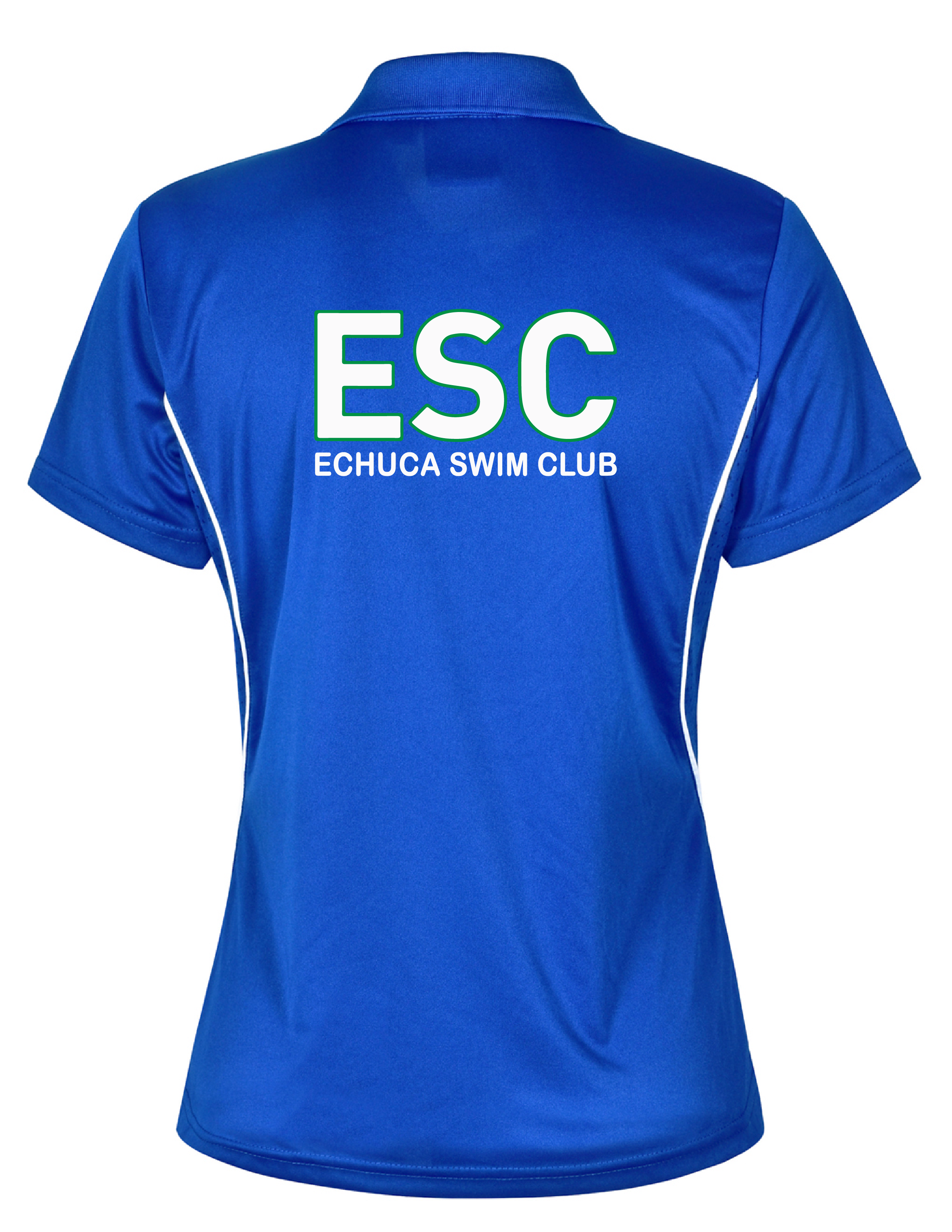 Echuca Swim Club Polo Top Blue/White - NEW FABRICATION