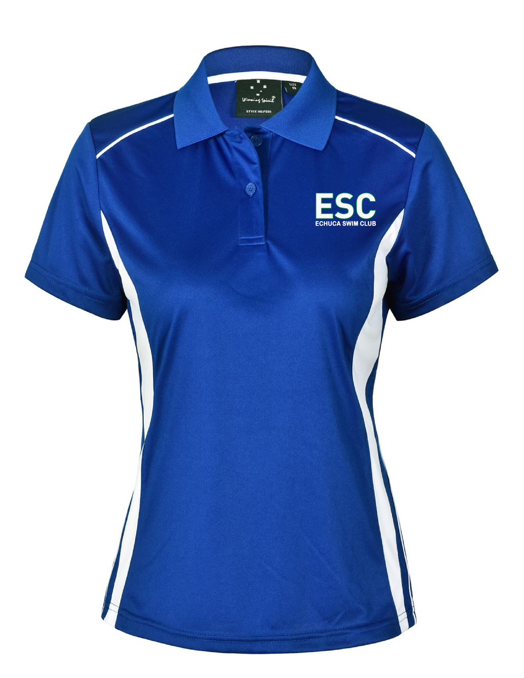 Echuca Swim Club Polo Top Blue/White - NEW FABRICATION
