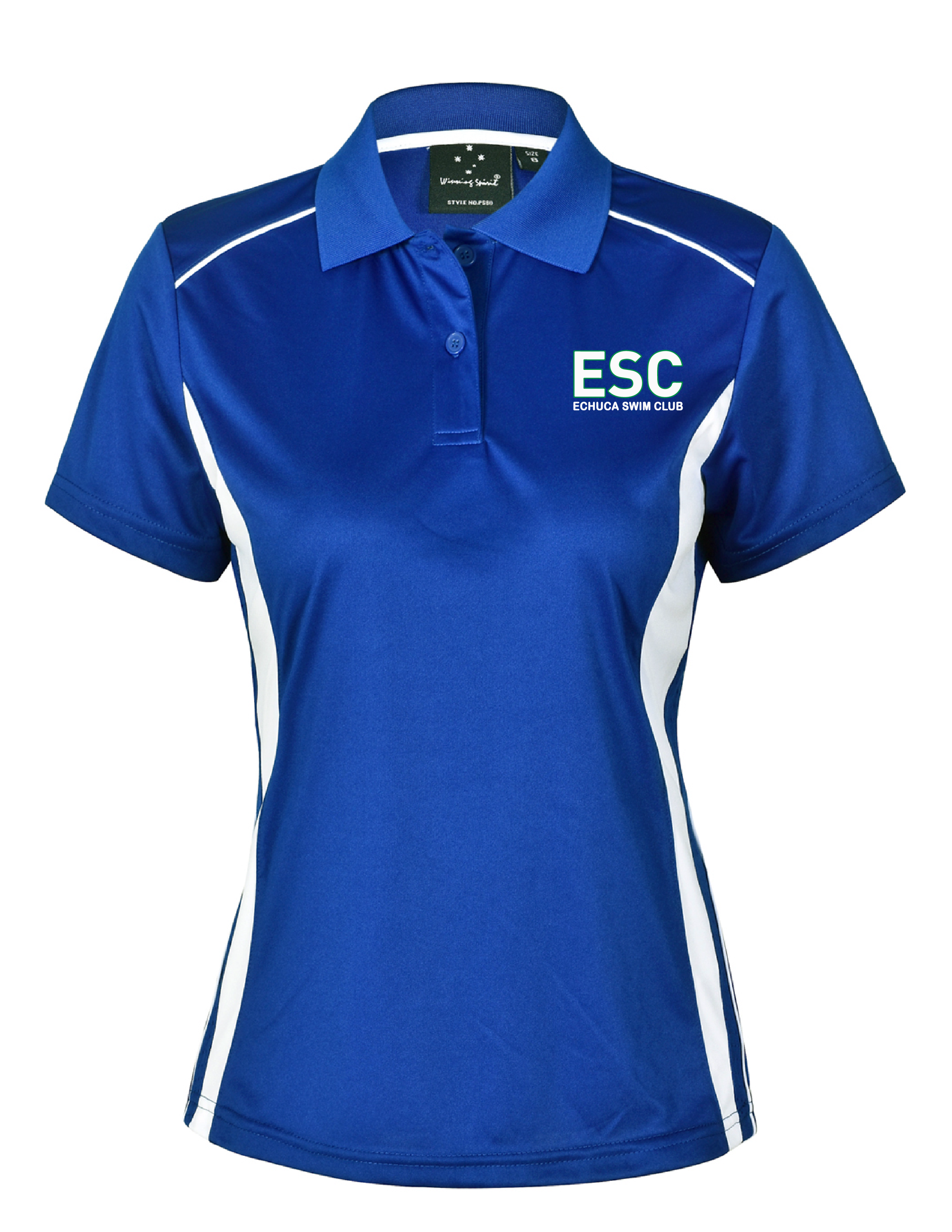 Echuca Swim Club Polo Top Blue/White - NEW FABRICATION