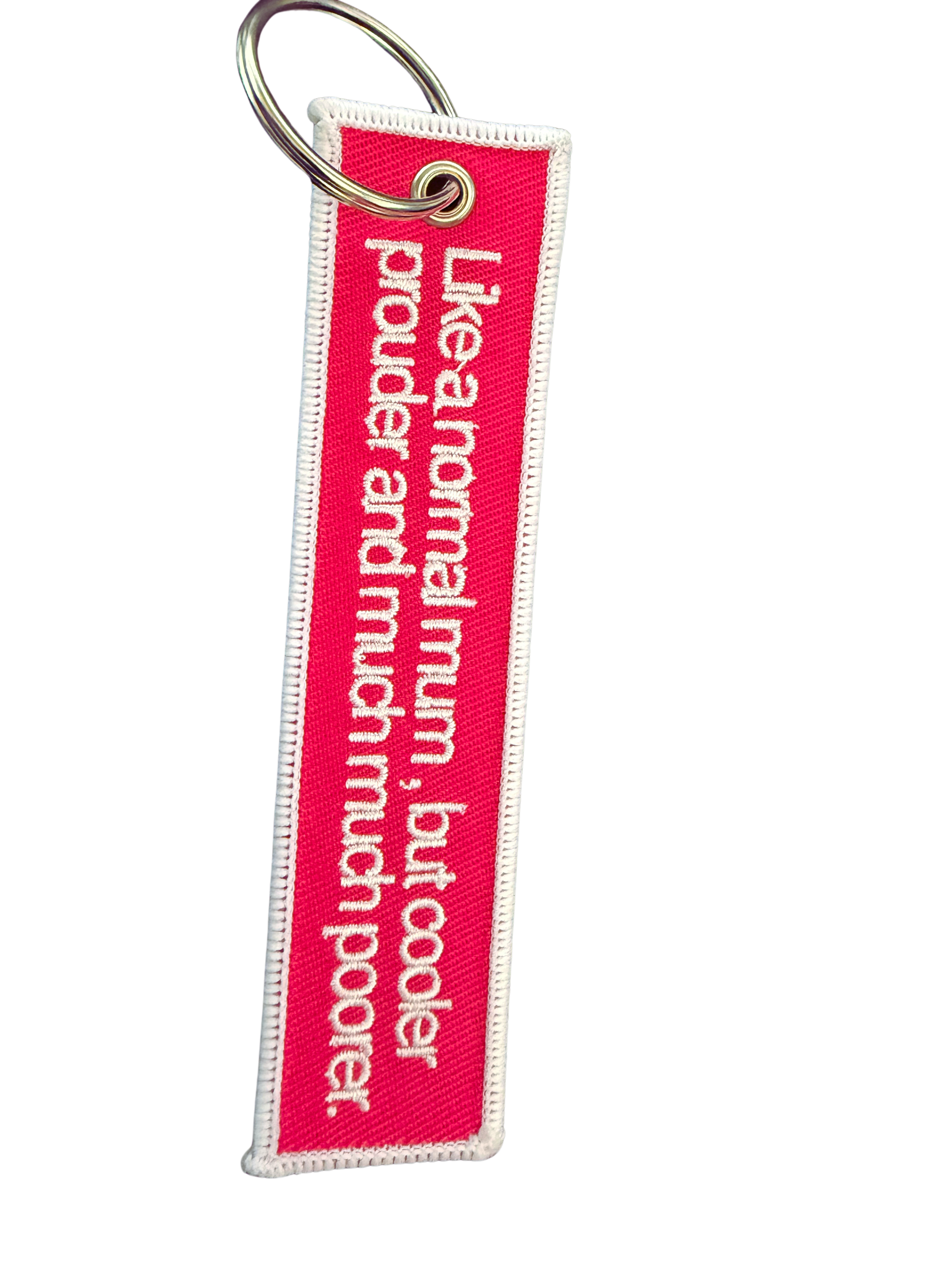 Keychain embroidered - Swim Mum - Cerise