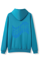 PUFF PRINT SWIMMING STROKE HOODIE - AZURE BLUE/BLUE