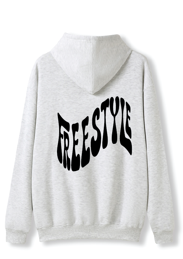 PUFF PRINT SWIMMING STROKE HOODIES - SNOW MARLE/BLACK