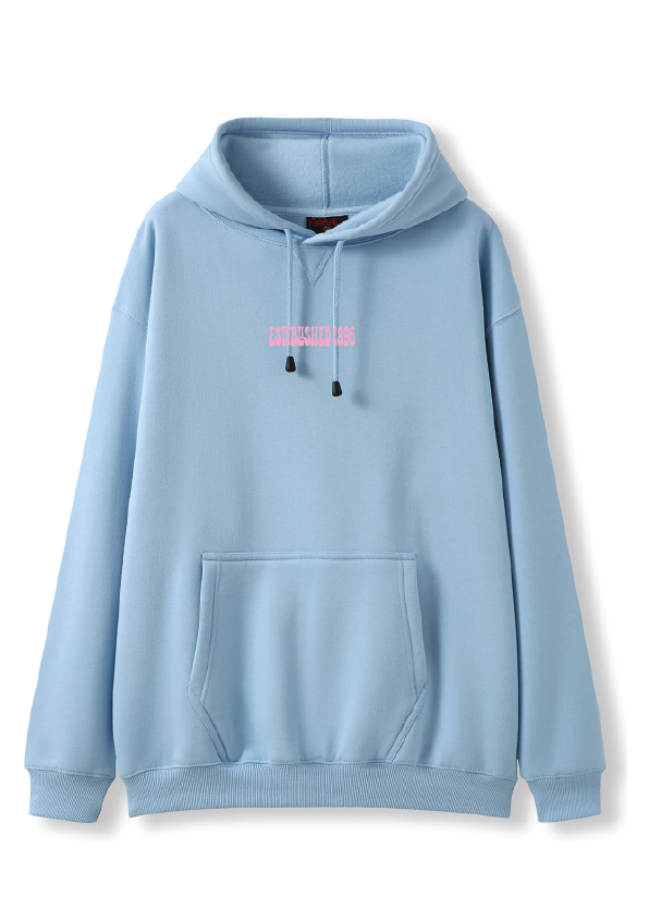 PUFF PRINT SWIMMING STROKE HOODIE - BLUE/PINK