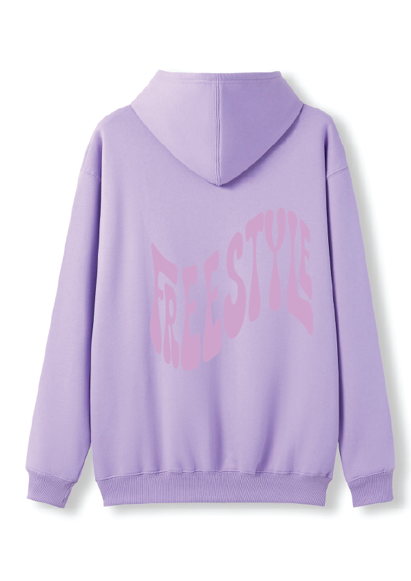 PUFF PRINT SWIMMING STROKE HOODIE - MAUVE/MAUVE