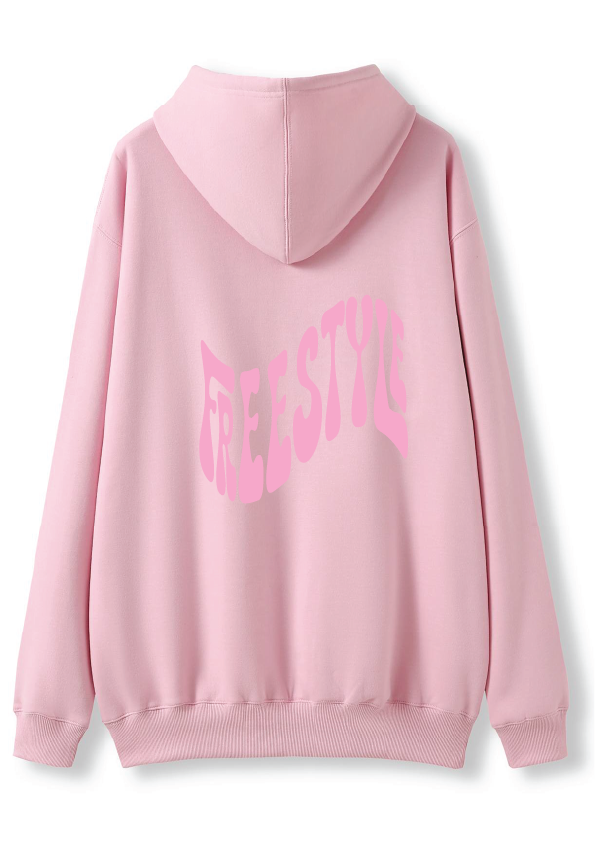 PUFF PRINT SWIMMING STROKE HOODIE - PINK/PINK