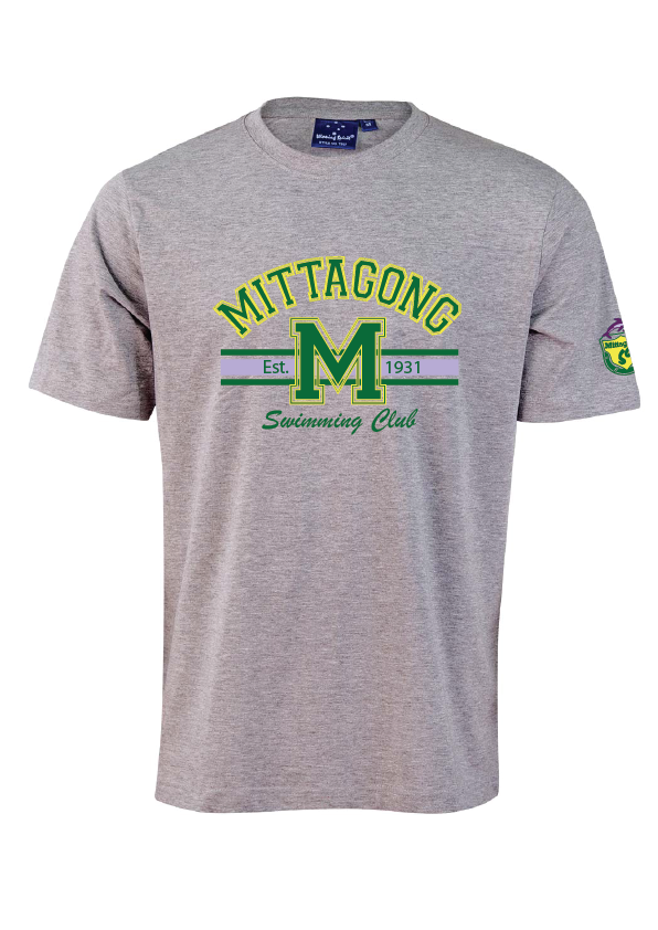 MITTAGONG SWIM CLUB SHORT SLEEVE TRAINING SHIRT - GREY MARLE