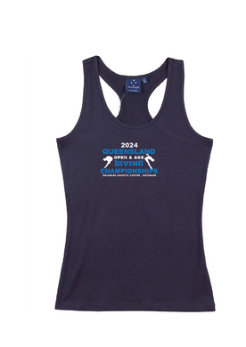 2024 Queensland Age & Open  Diving Championships T-back tank Womens/Teens - Navy