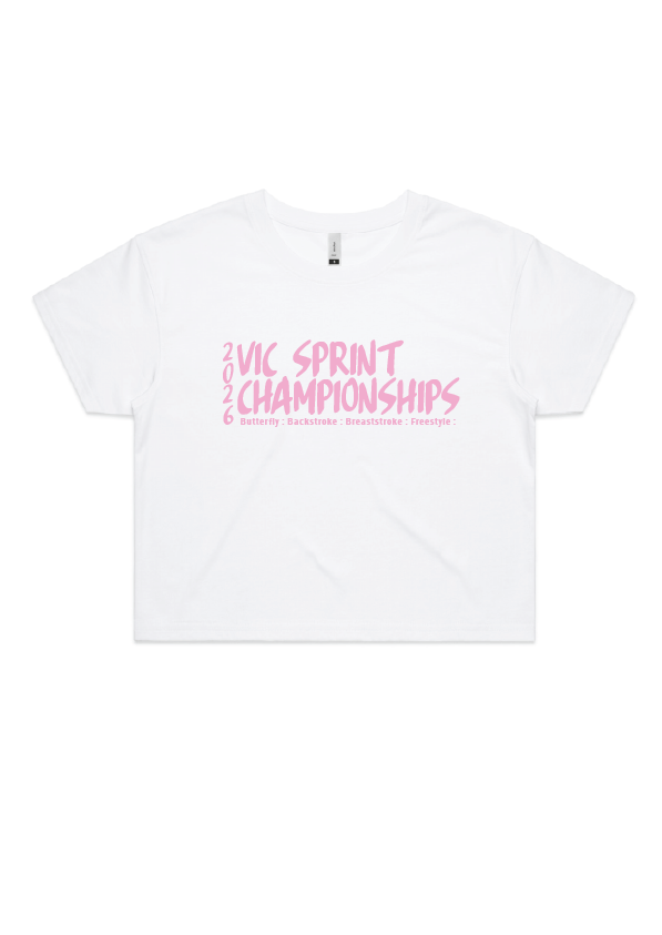 2026 VICTORIAN SPRINT CHAMPIONSHIPS CROP SHORT SLEEVE TEE - WHITE