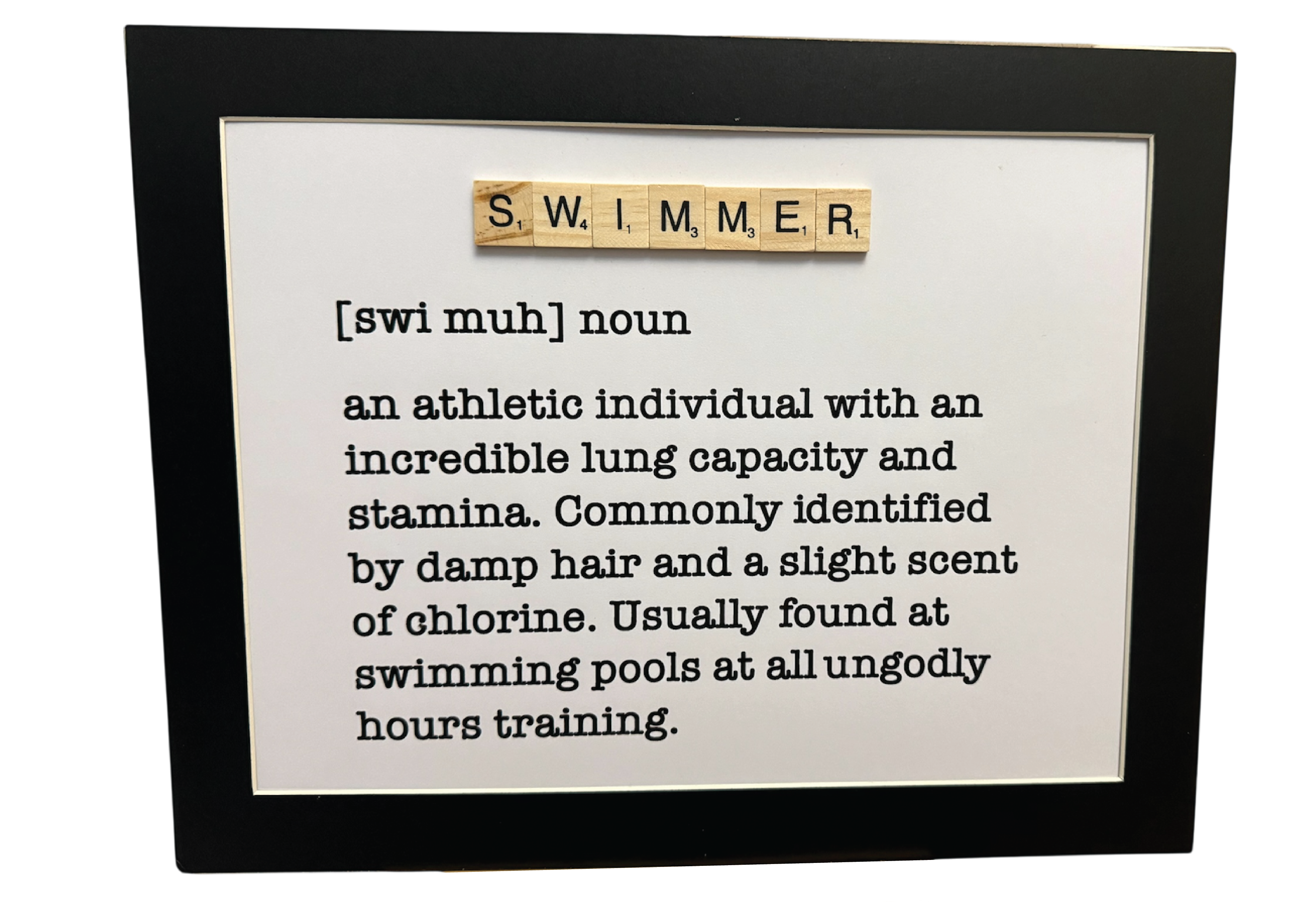 Swimmer - Scrabble tile art unframed print