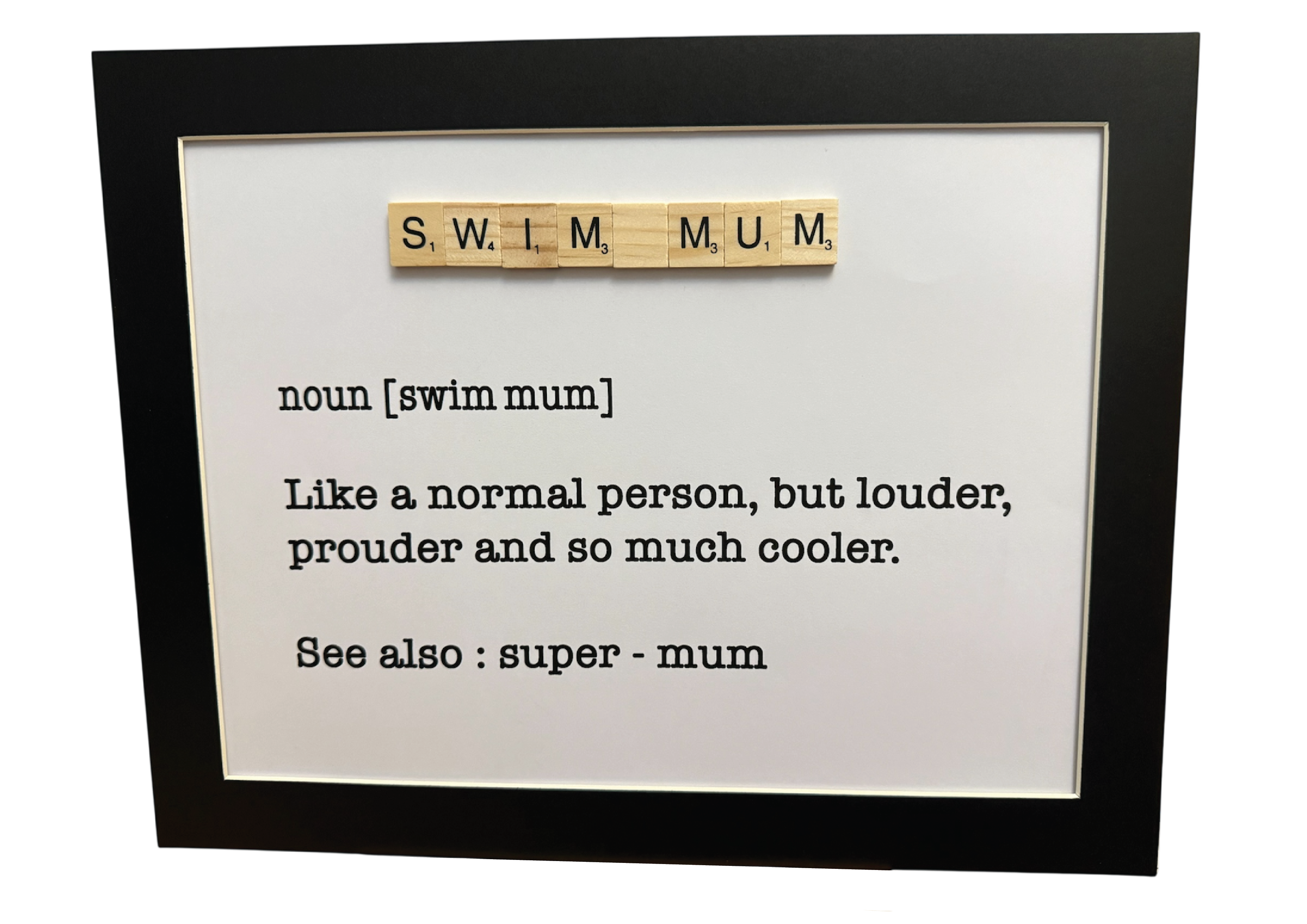 Swim Mum - Scrabble tile art unframed print