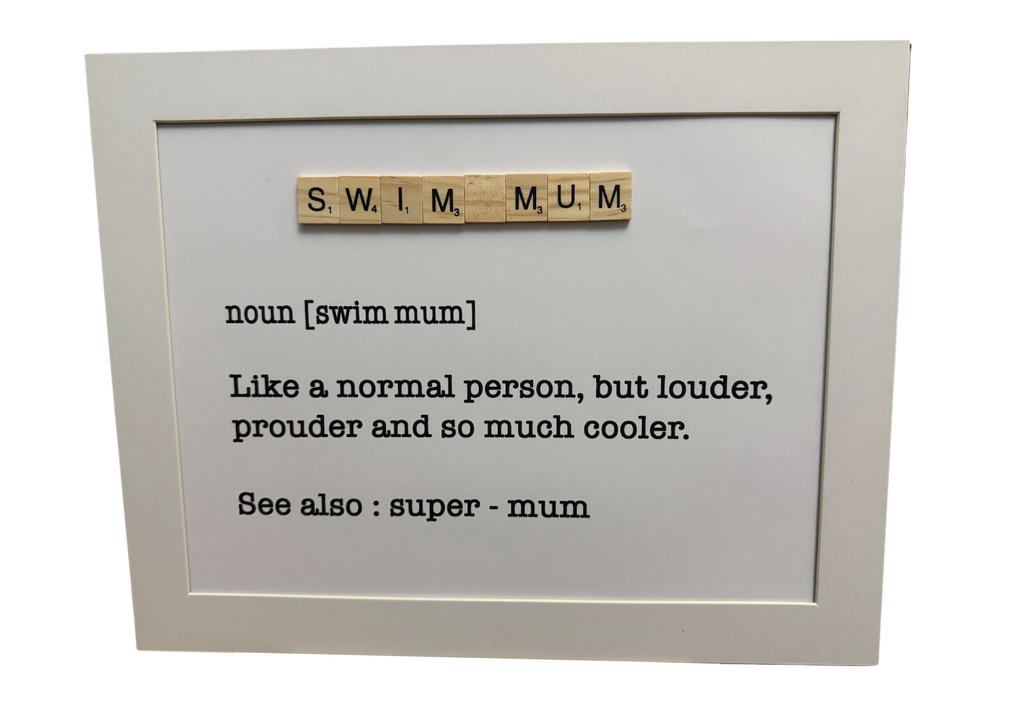 Swim Mum - Scrabble tile art unframed print