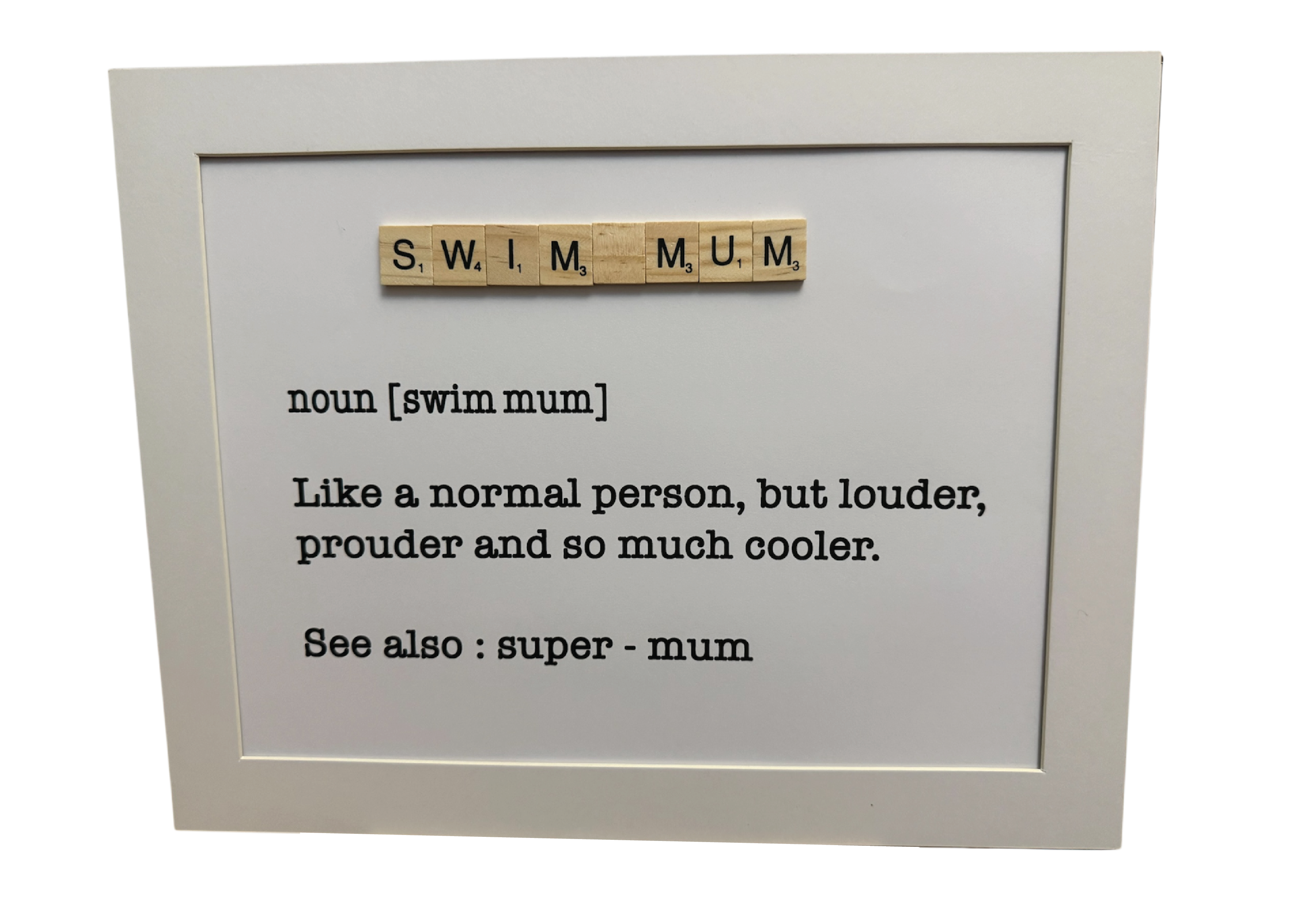 Swim Mum - Scrabble tile art unframed print