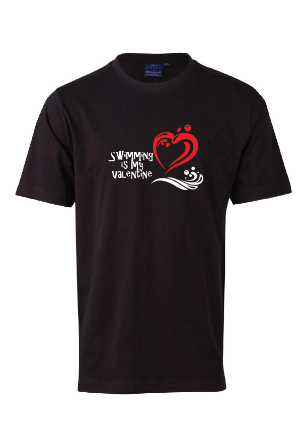 SWIMMING IS MY VALENTINE TEE -UNISEX BLACK
