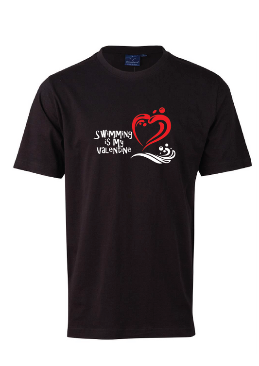 SWIMMING IS MY VALENTINE TEE -UNISEX BLACK